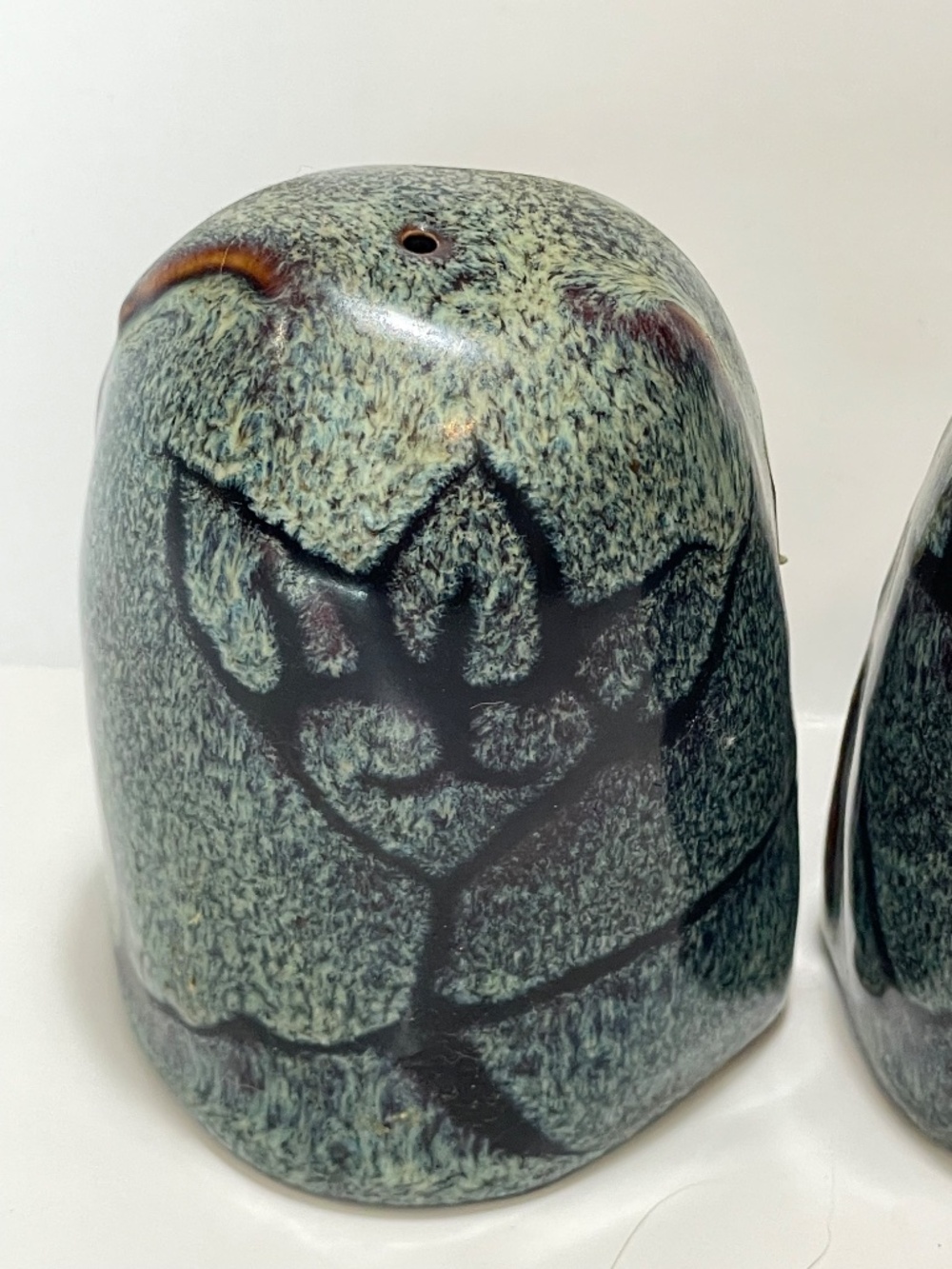 Brand New Artisan Ceramic Salt & Pepper Shakers - Teal Crackle Glaze - Picture 2 of 11